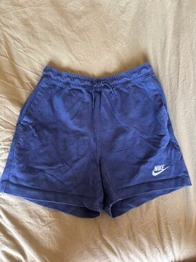 Nike Deep Blue Casual Athletic Shorts with White Swoosh